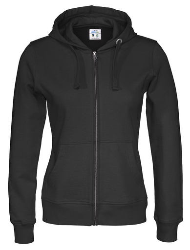 [141009-990-9] FULL ZIP HOOD WOMAN (BLACK, 3XL)